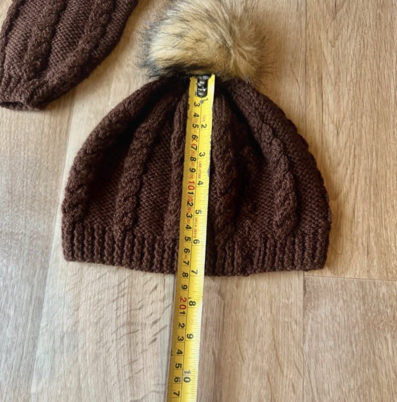Hand Knitted Toddler Cable Knit Hooded Jumper/Bobble Hat Set Age 2-3 Years Brown