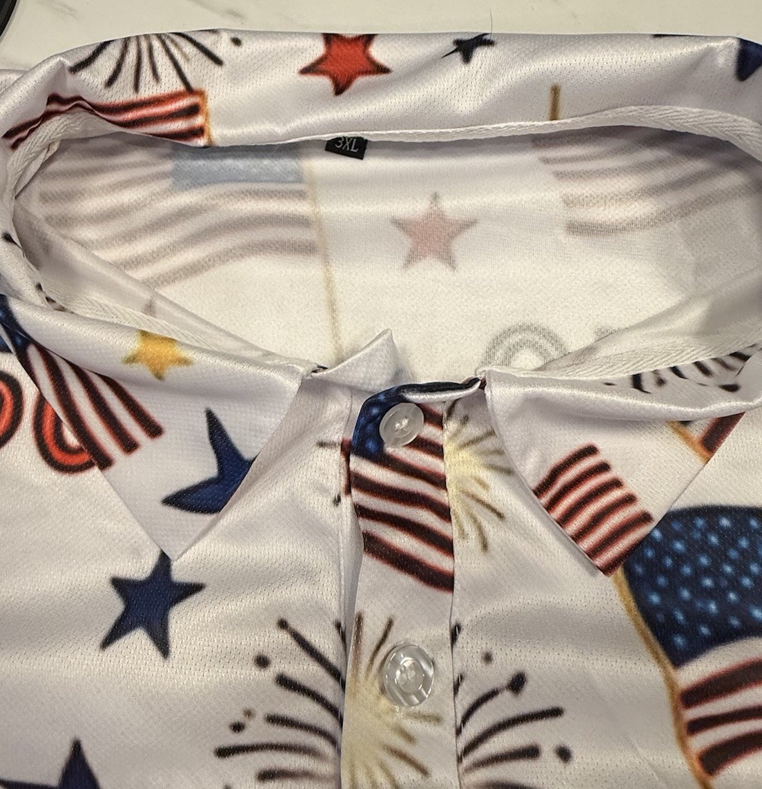 Golf Shirt Mens 3XL Polo Hawaiian Shirt Patriotic USA 250 Years America Casual