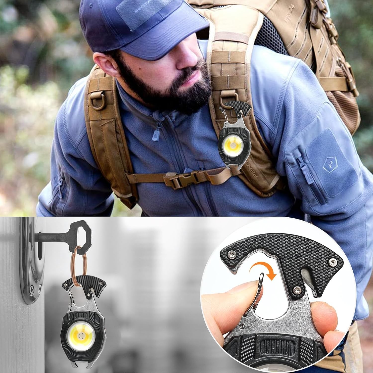 4PC Keychain Flashlight Rechargeable Cob Keychain Work Light 7 Modes High Lumen