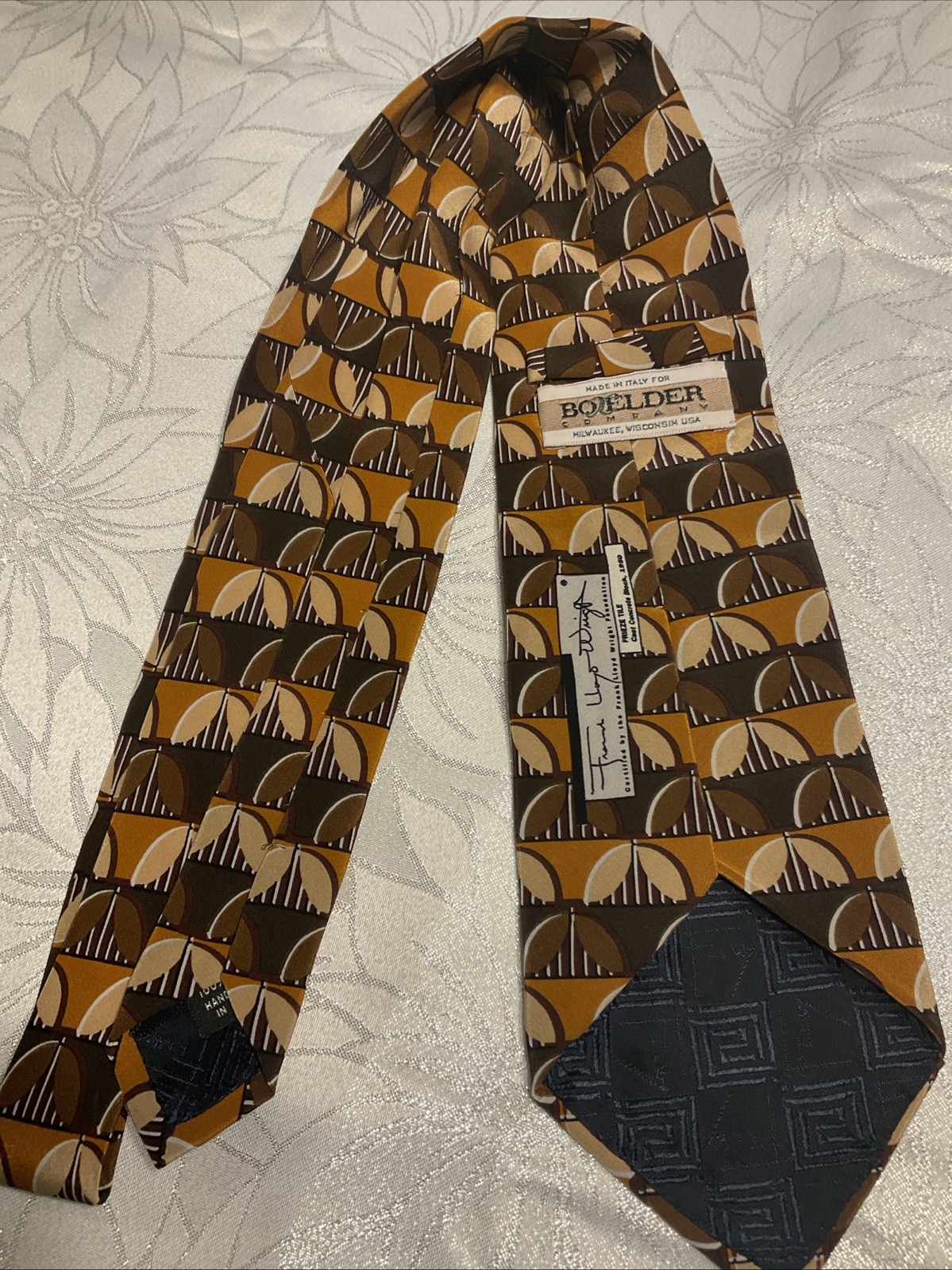 Men’s Tie Boelder Co. Frank Lloyd Wright Prize Tile Silk Concrete Block