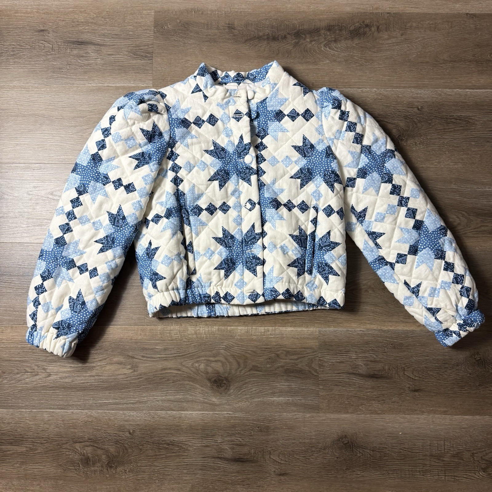 REVOLVE House Of Harlow 1960 Diamond Star Print Linen Blend Quilted Jacket Sz S