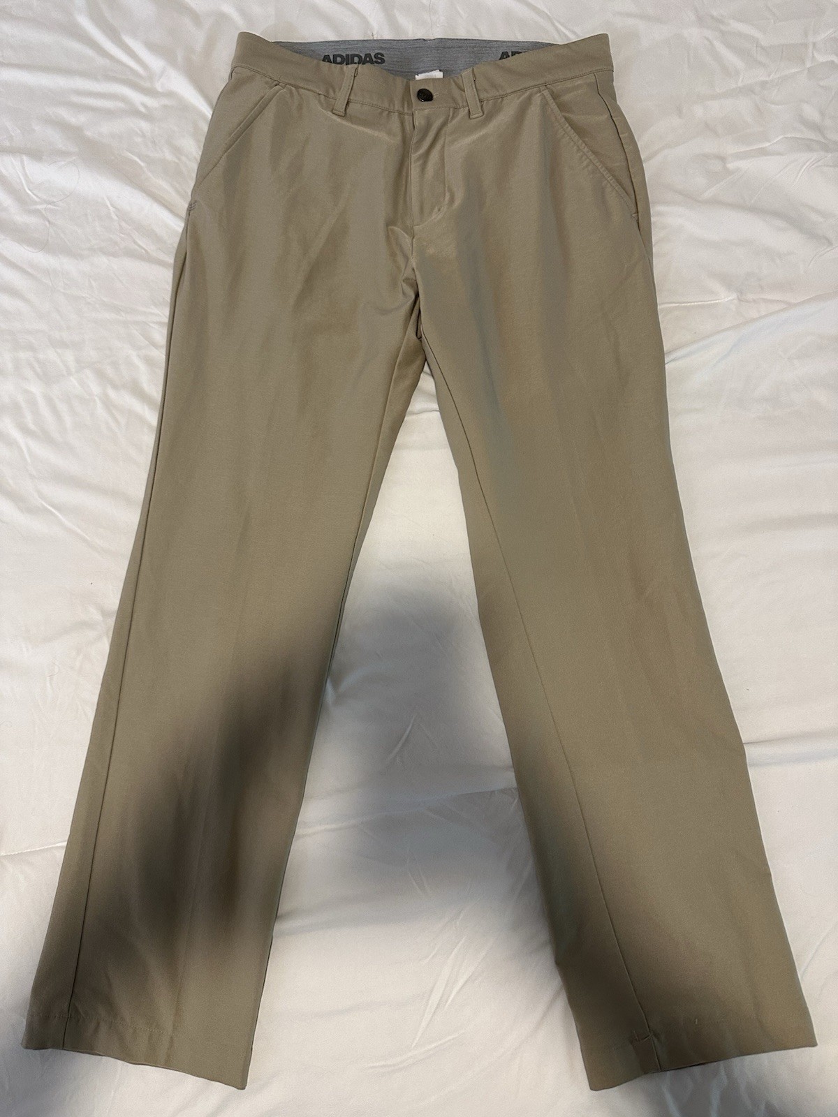adidas Golf Men’s Beige Chino Pants 30W Regular Fit Straight Twill Flat Front