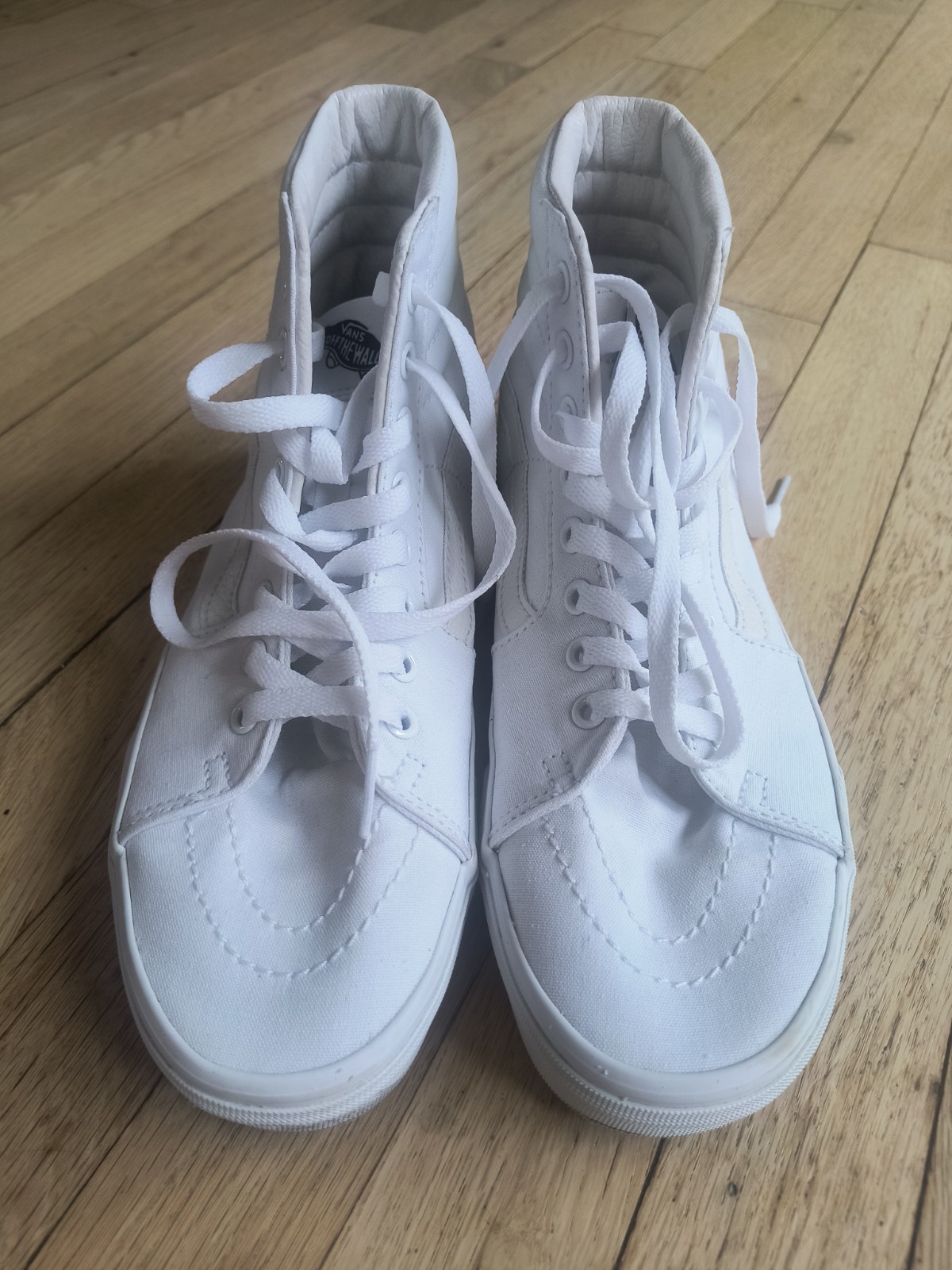 NEW Vans Sk8-HI True White Mens Size 8 W 9.5 Canvas Skateboard lace Up FREE SHIP