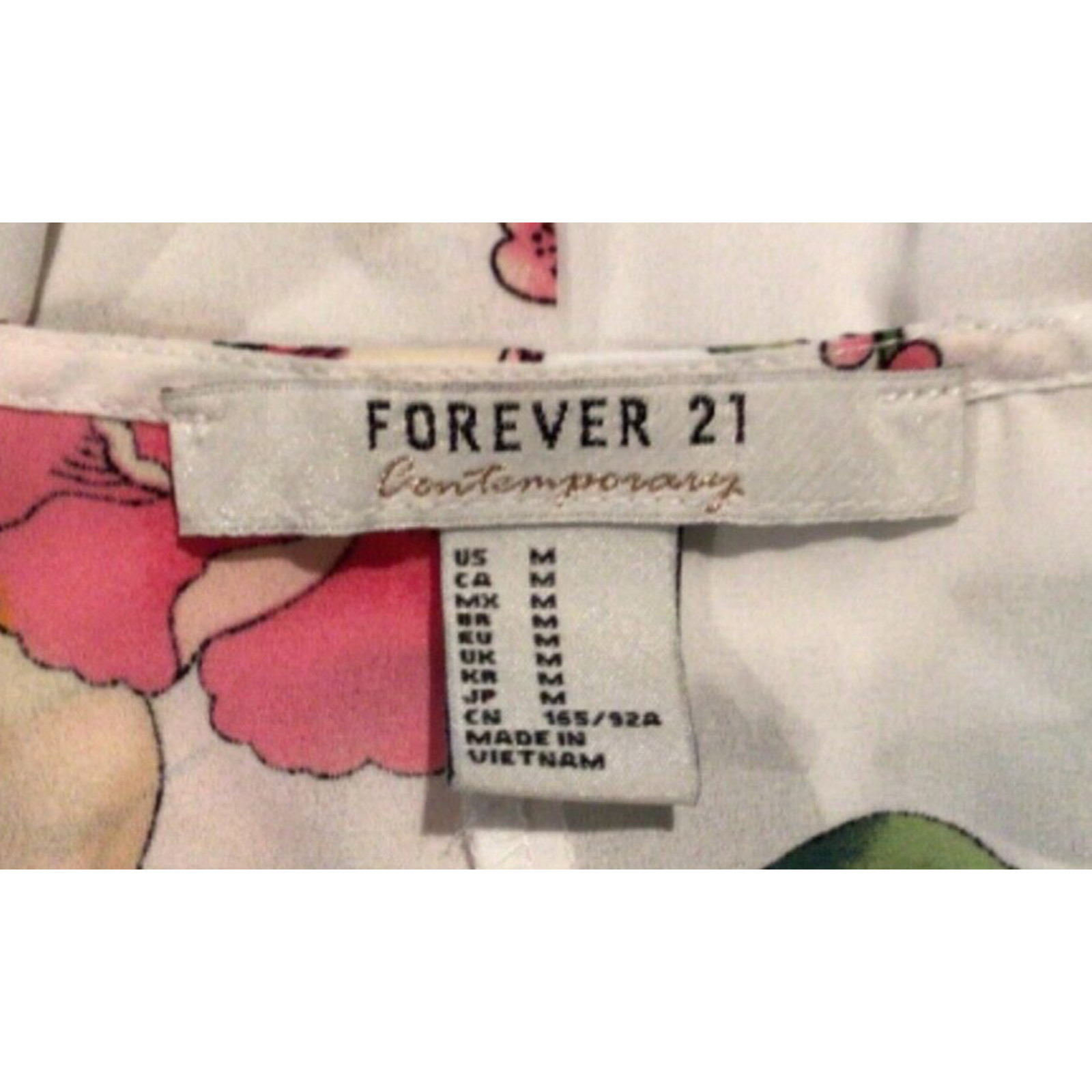 Forever 21 Womens Floral Open Shoulder Semi Sheer Pullover Top Size Medium