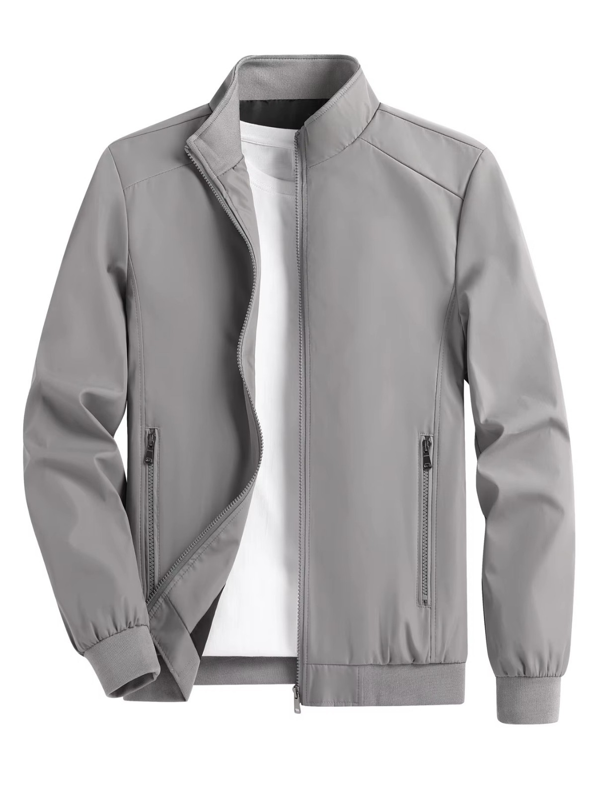Mens Casual Jacket Slim Fit Stand Collar Bomber Windbreaker Spring Autumn Coat