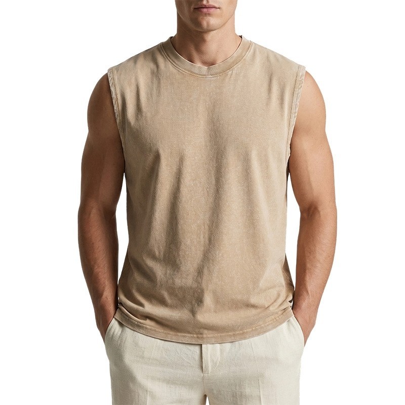 Men’s Washed Cotton Sleeveless Tank Top Loose Fit Summer Vest ✅ Buy 2 Save More