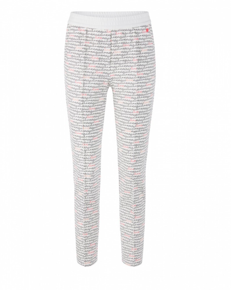 $370 MARC CAIN Scuba Jersey Jogger Love Print Off-White Black N2 NWT TC81.38 J04