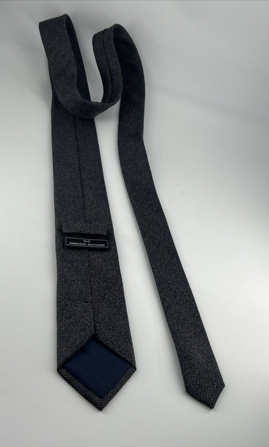 Combatant Gentlemen Grey Gray Hand Made Silk Wool Blend Men’s Necktie Tie