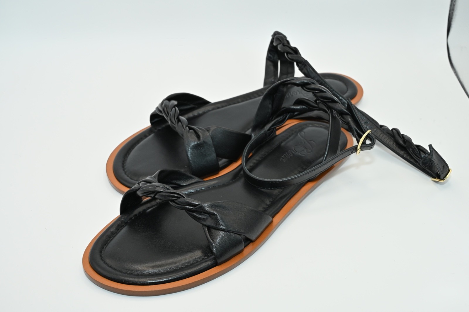 J.CREW WOMEN SIZE 8 BLACK SANDAL TWIST STRAP NEW WITH BOX