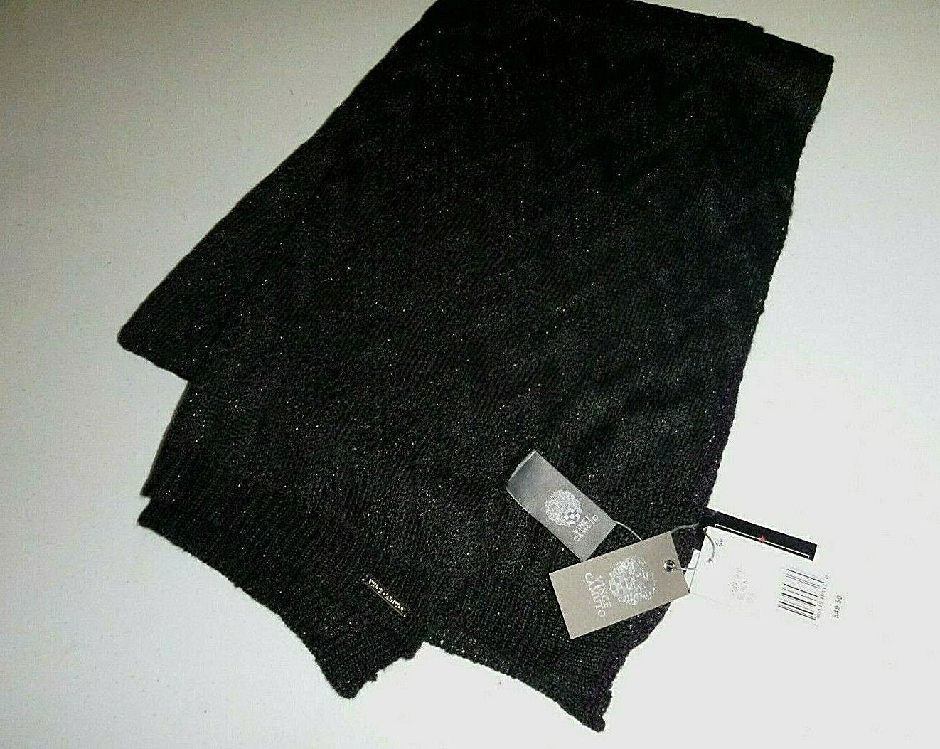 vince camuto Chevron Pointelle Knit Blanket scarf designer knit acrylic -black