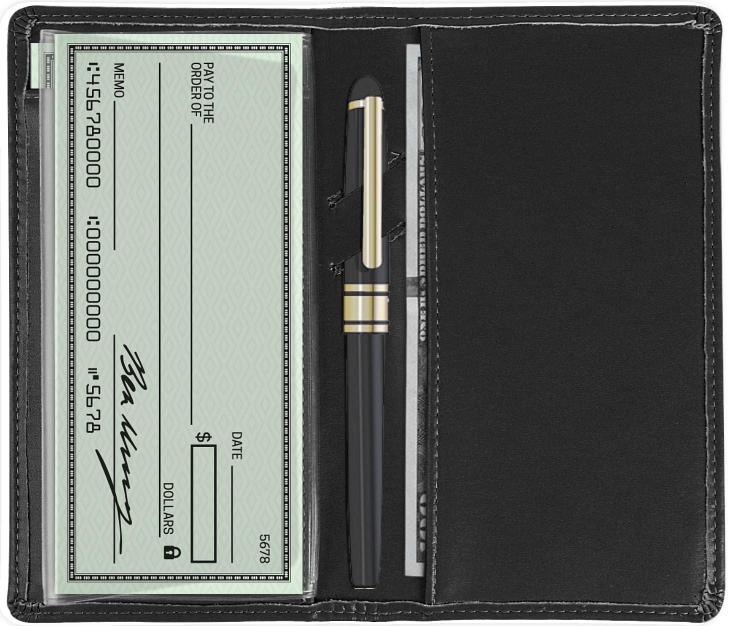 Sanlykate Leather Checkbook Cover for Men and Women, RFID Blocking Check Book Ca