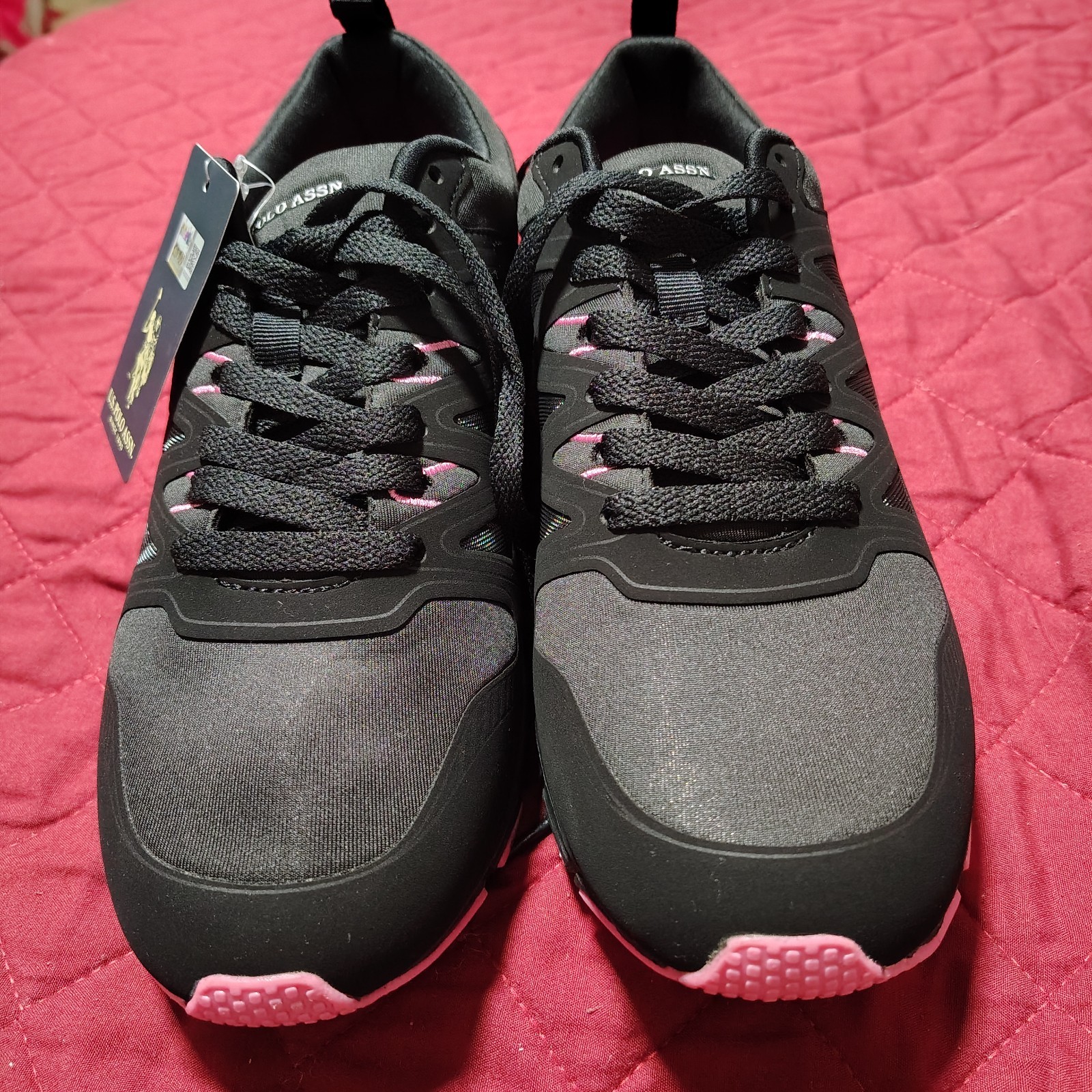 U.S. Polo Assn. Men’s Low Top Lace-Up Athletic Sneakers Solid Black/Pink 11 US