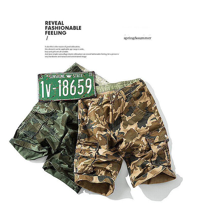 Mens Army Camouflage Shorts Cargo Shorts Half Pants Summer Casual Shorts