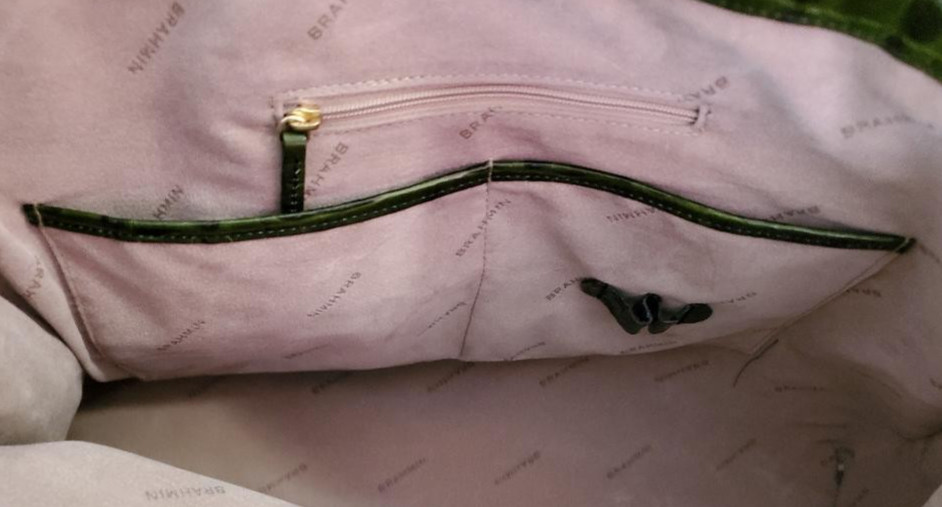 NEW Dustbag Rare Brahmin Anywhere Weekender Bag Green La Scala Tote CHARM Croc