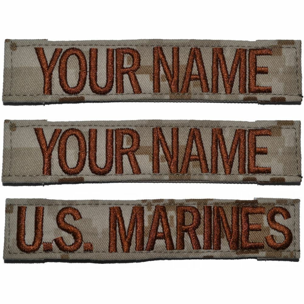 Custom 3 Piece Name Tape Set w/ Hook Fastener Backing – Desert Marpat