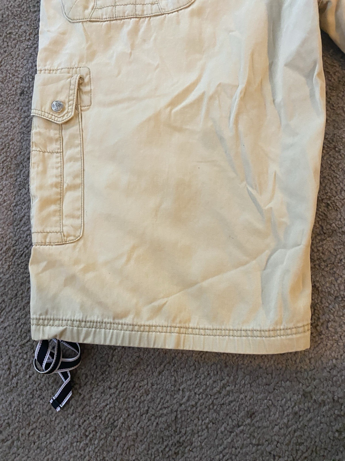 VINTAGE Y2K COOGI Men’s Beige Canvas Cotton Cargo Shorts Size 40. Biker Hip Hop
