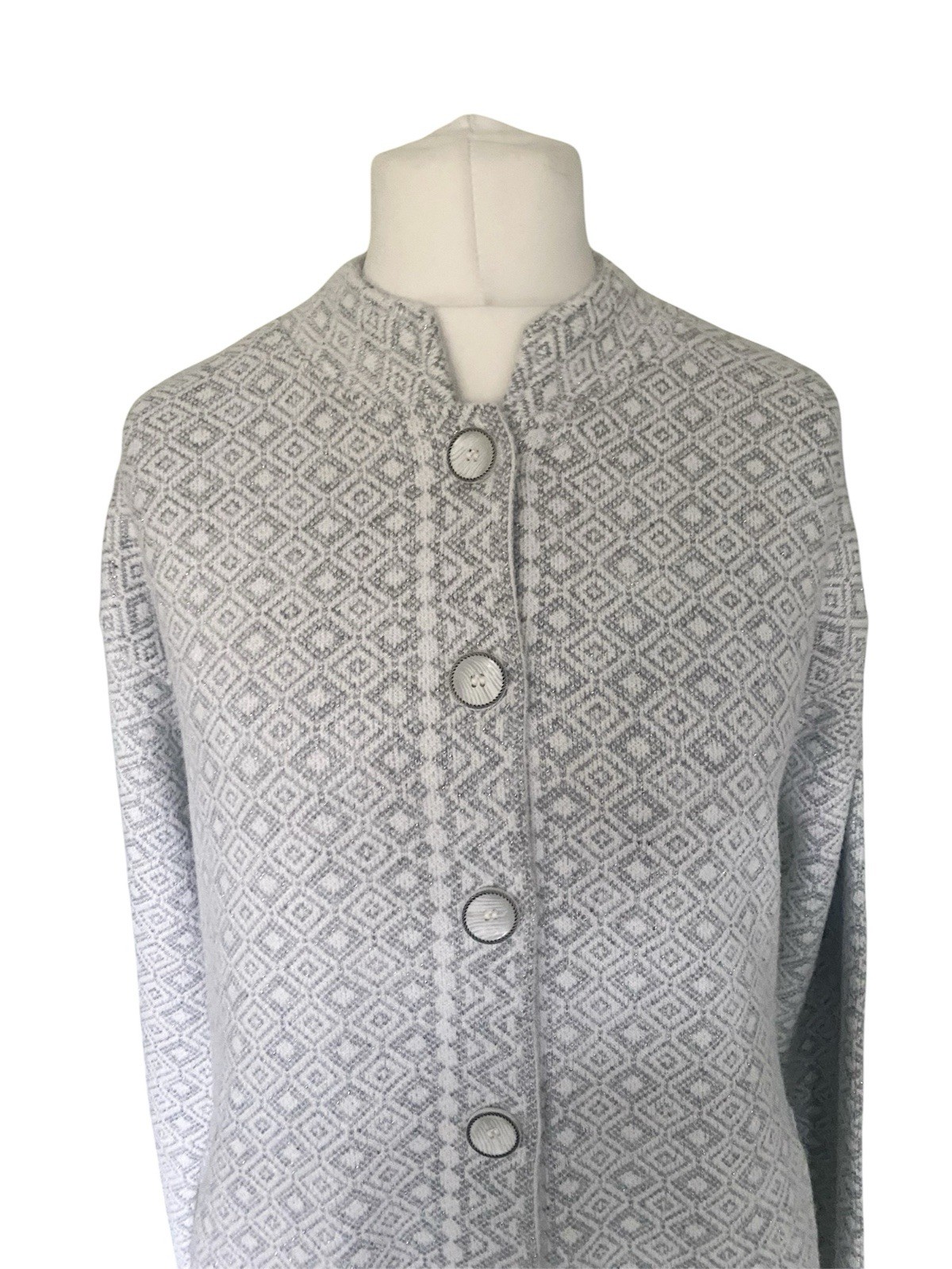 Women Knit Coat Coatigan UK 20 Long Grey Cardigan Button Smart Evening India NEW