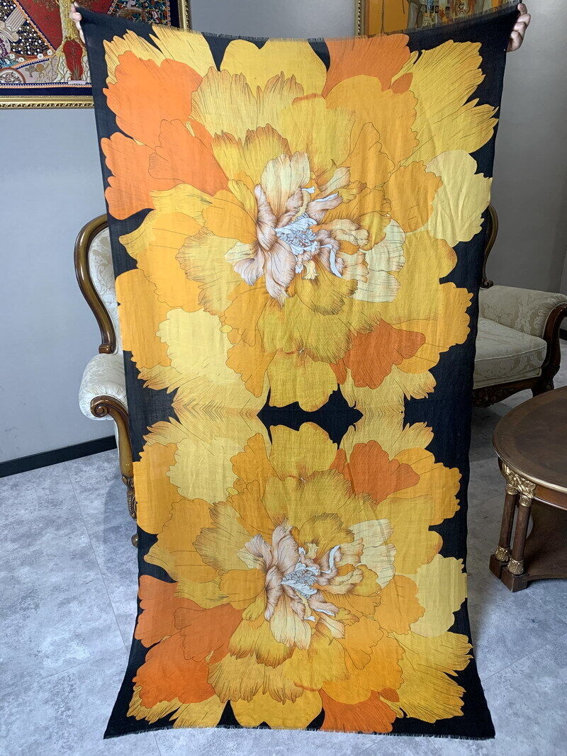 Pure Cashmere 300s Scarf Wrap Shawl Flowers Print Soft Delicate Light 78″*39″