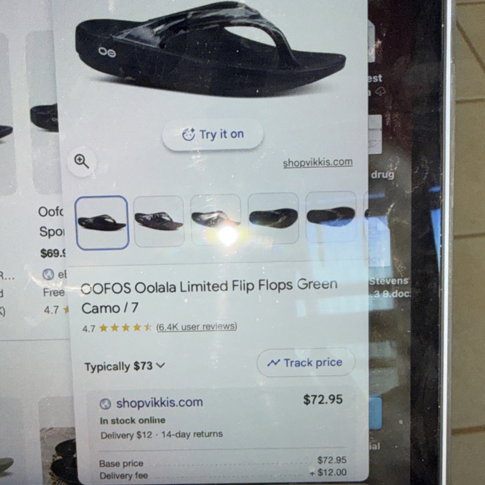 OOFOS Cushioned Comfort Camo Camouflage Thong Slip-On Sandals US 8