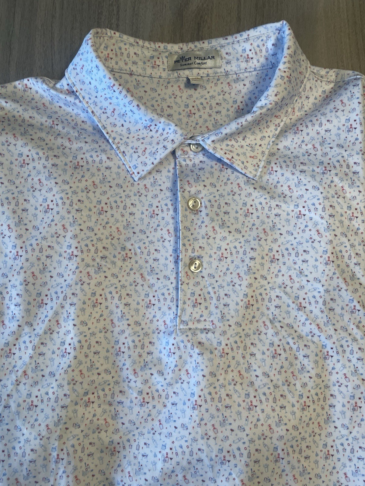 XXL Peter Millar “Summer Comfort” Performance Golf Polo –Patriotic Bar Theme