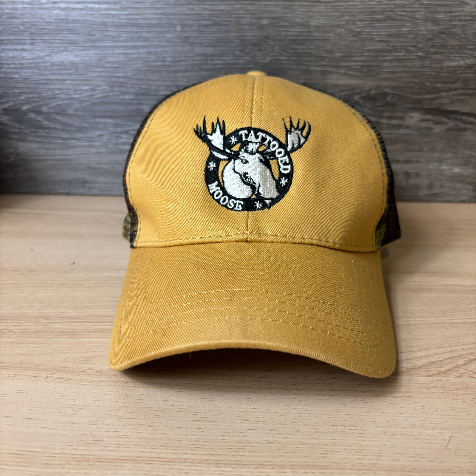 Tattooed Moose Hat Cap Strap Back Black Yellow One Size Adjustable