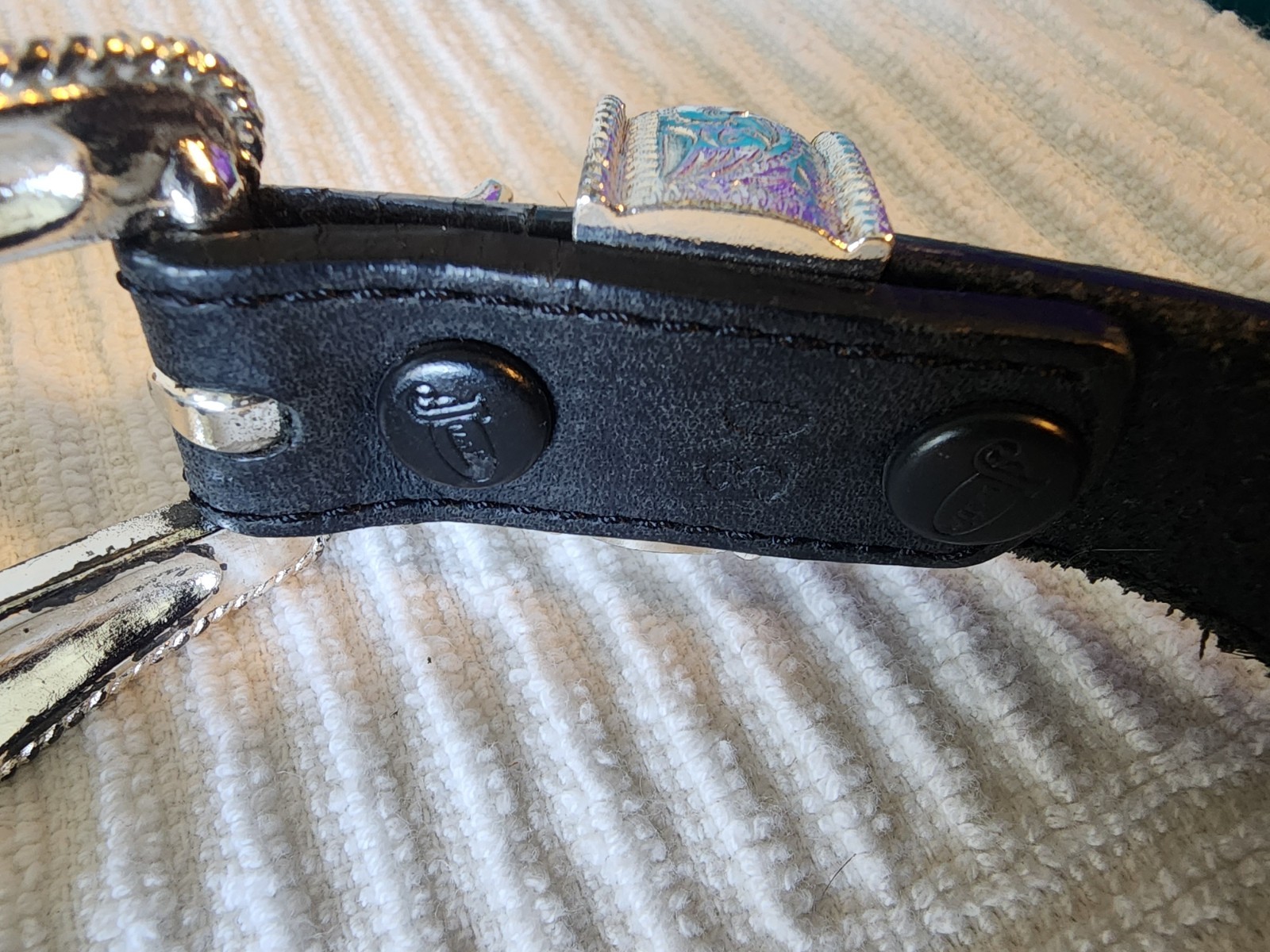 Justin Western Belt Concho Accents Black Silver Size 30