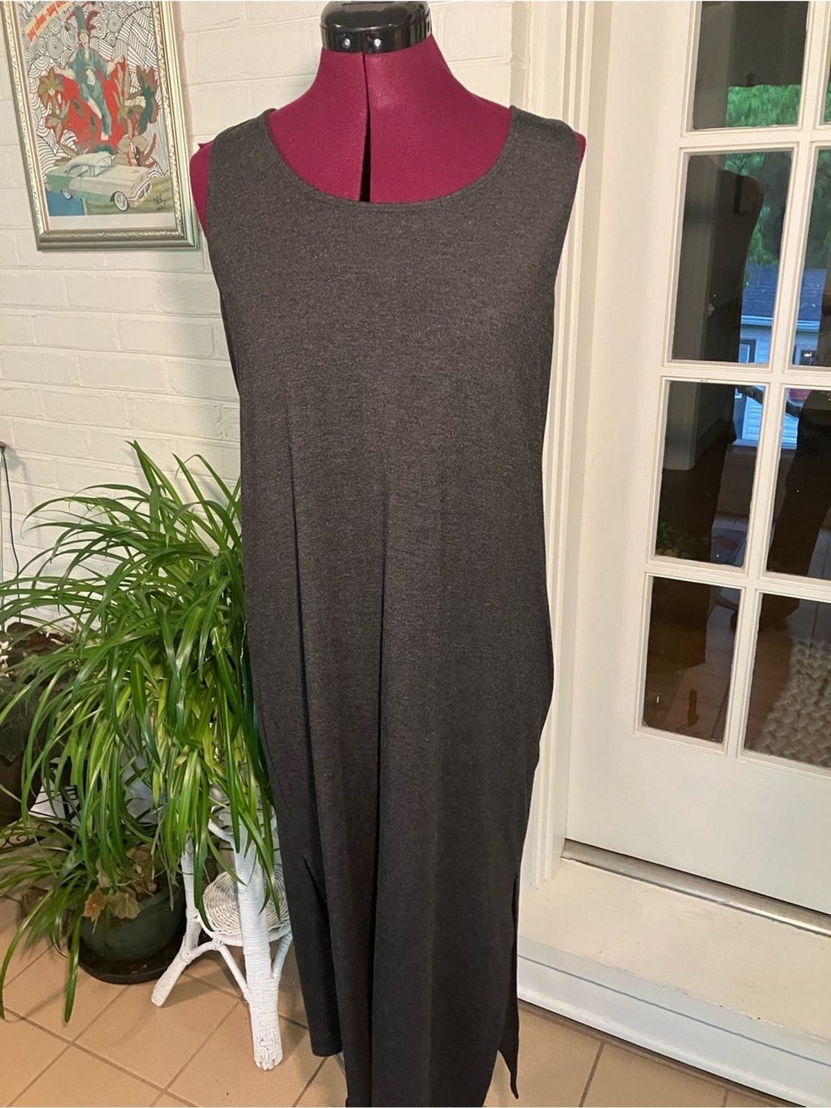 Life Is Good Sleeveless Charcoal Maxi Dress