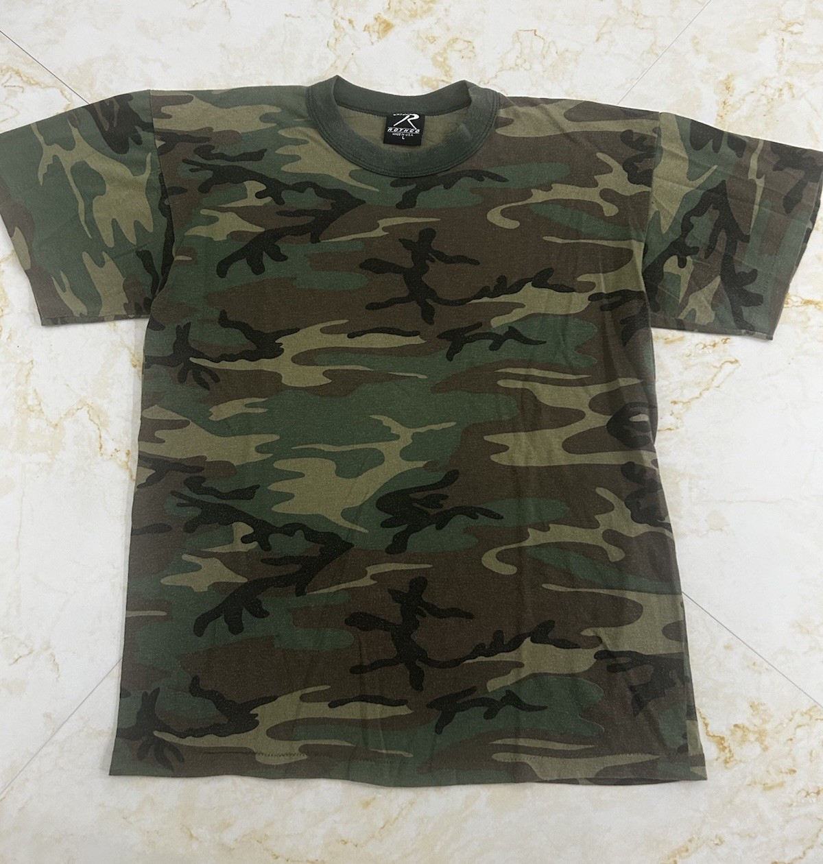 VTG Rothco Men’s Camouflage Crew Neck Ringer T-Shirt Short Sleeve Size L