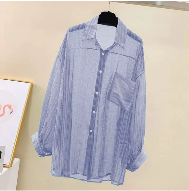 Women’s Sheer Chiffon Button Down Shirt Lightweight Summer Cover Up Loose Blouse