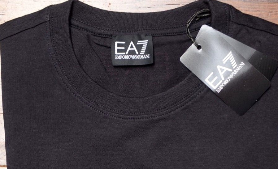 Emporio Armani Black Men’s Cotton EA T-Shirt stripe prnit Size M*L*XL*2XL,3XL
