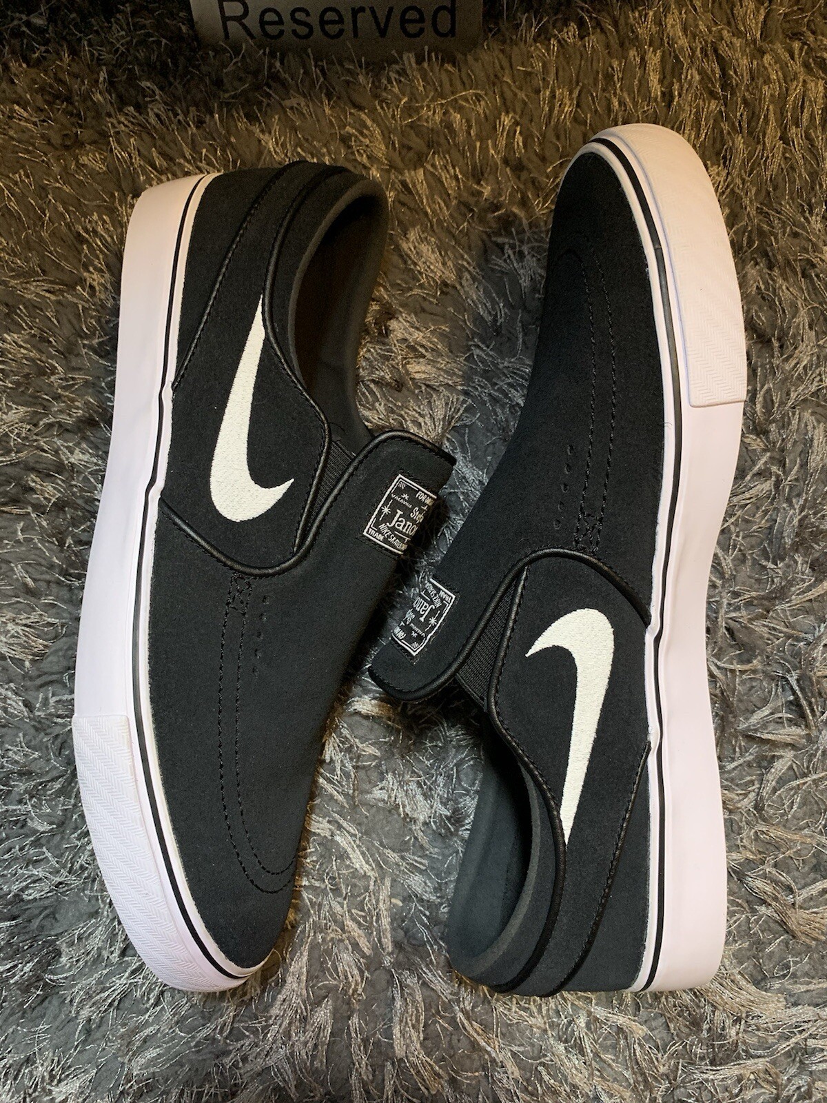 Nike SB Janoski+ Slip Mens Size 9.5 Shoes Black Suede Skate Classic Sneakers NEW