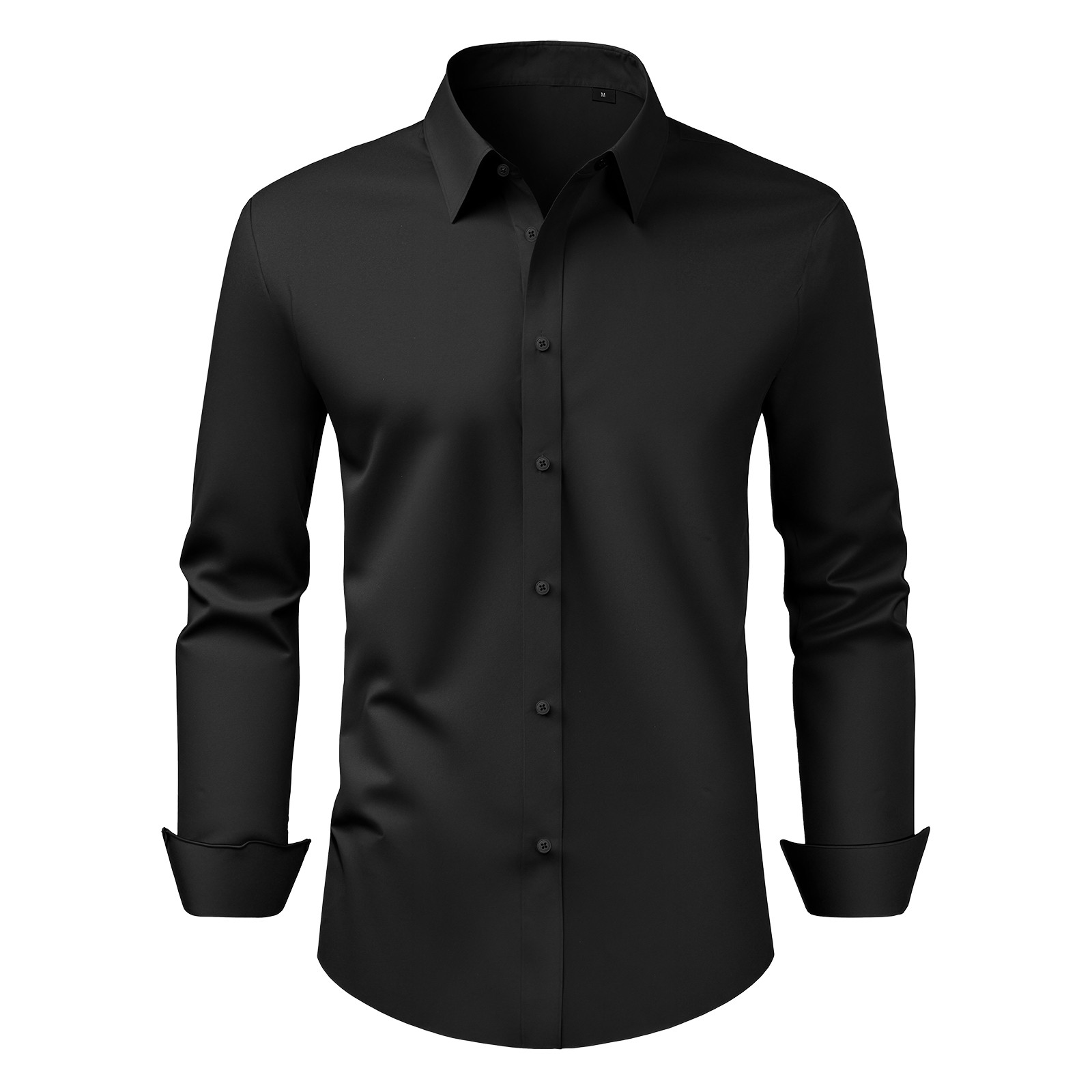 VEVOR Men’s Button Up Shirt Long Sleeve Wrinkle-free Business Casual Black