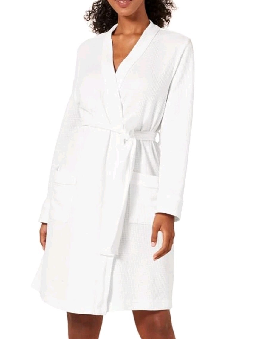 Women’s Lightweight Waffle Mid-Length Robe Size S New