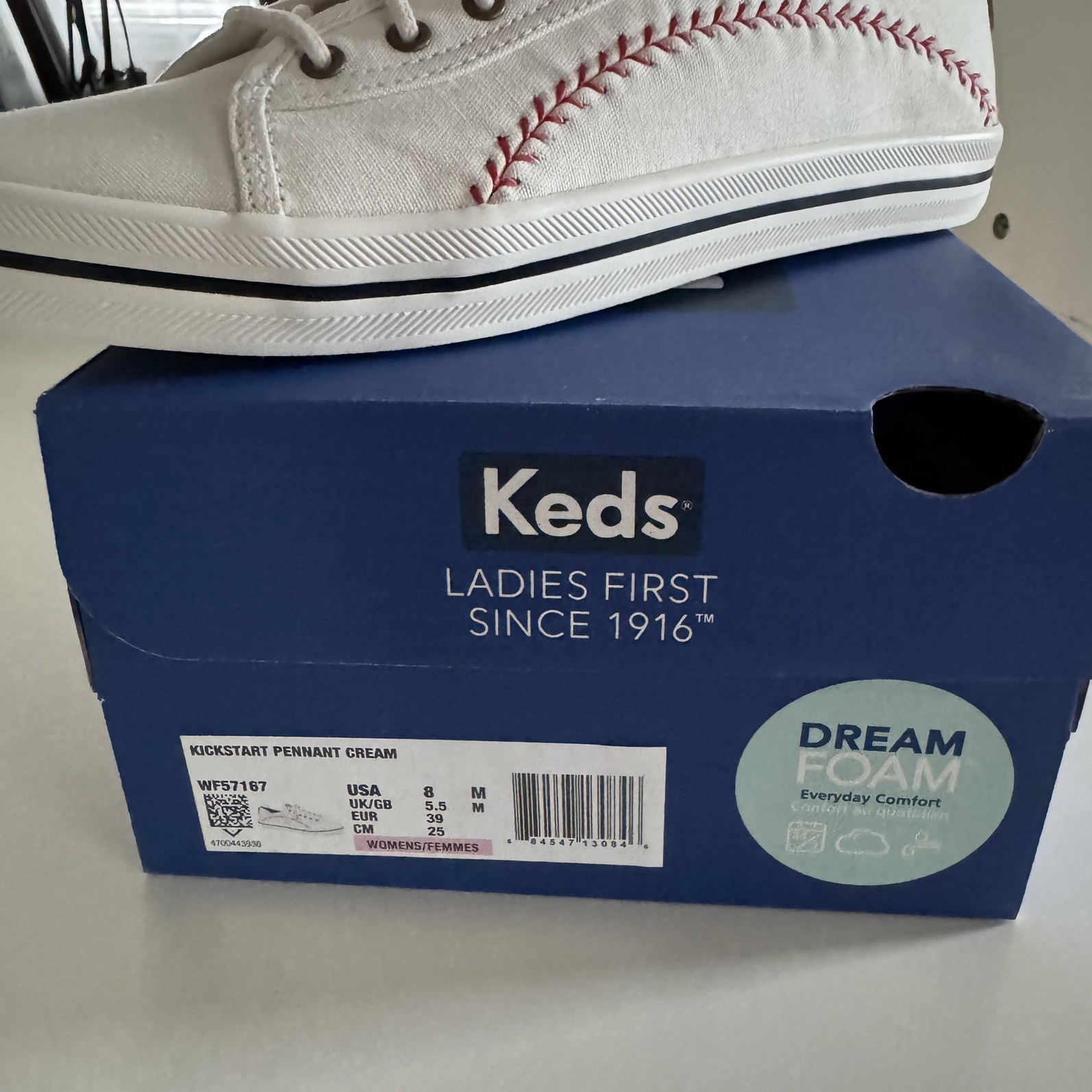 Keds Kickstart Pennant, Sneaker Womens, Cream, 8 Medium