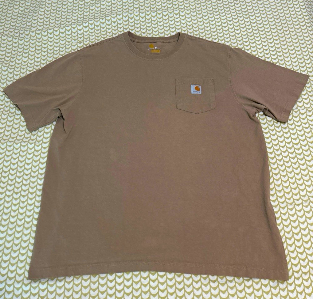 Carhartt K87 Men’s Original Fit Pocket T-Shirt XL Tan Short Sleeve Crew Neck
