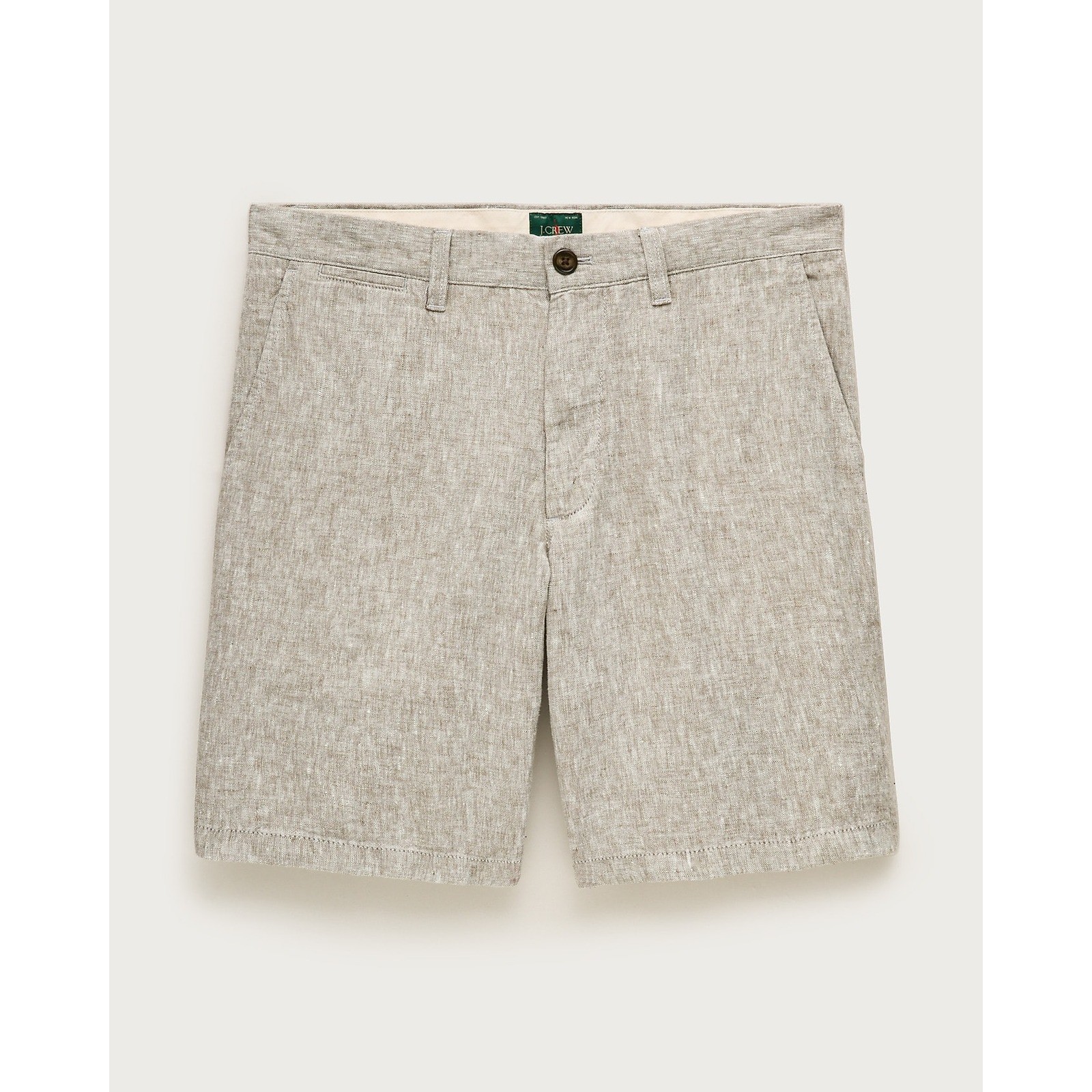 J.Crew Womens Beige Linen Shorts Elastic Back Waist Flat Front Old Money Preppy