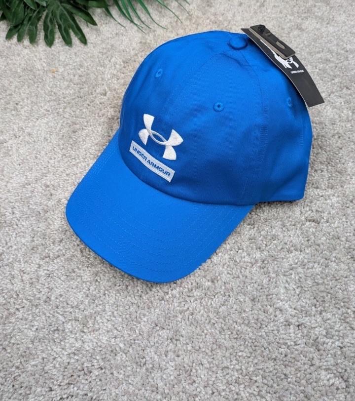 Under Armour Hat Mens UA Strapback Cap Cotton Blend Blue One Size NEW