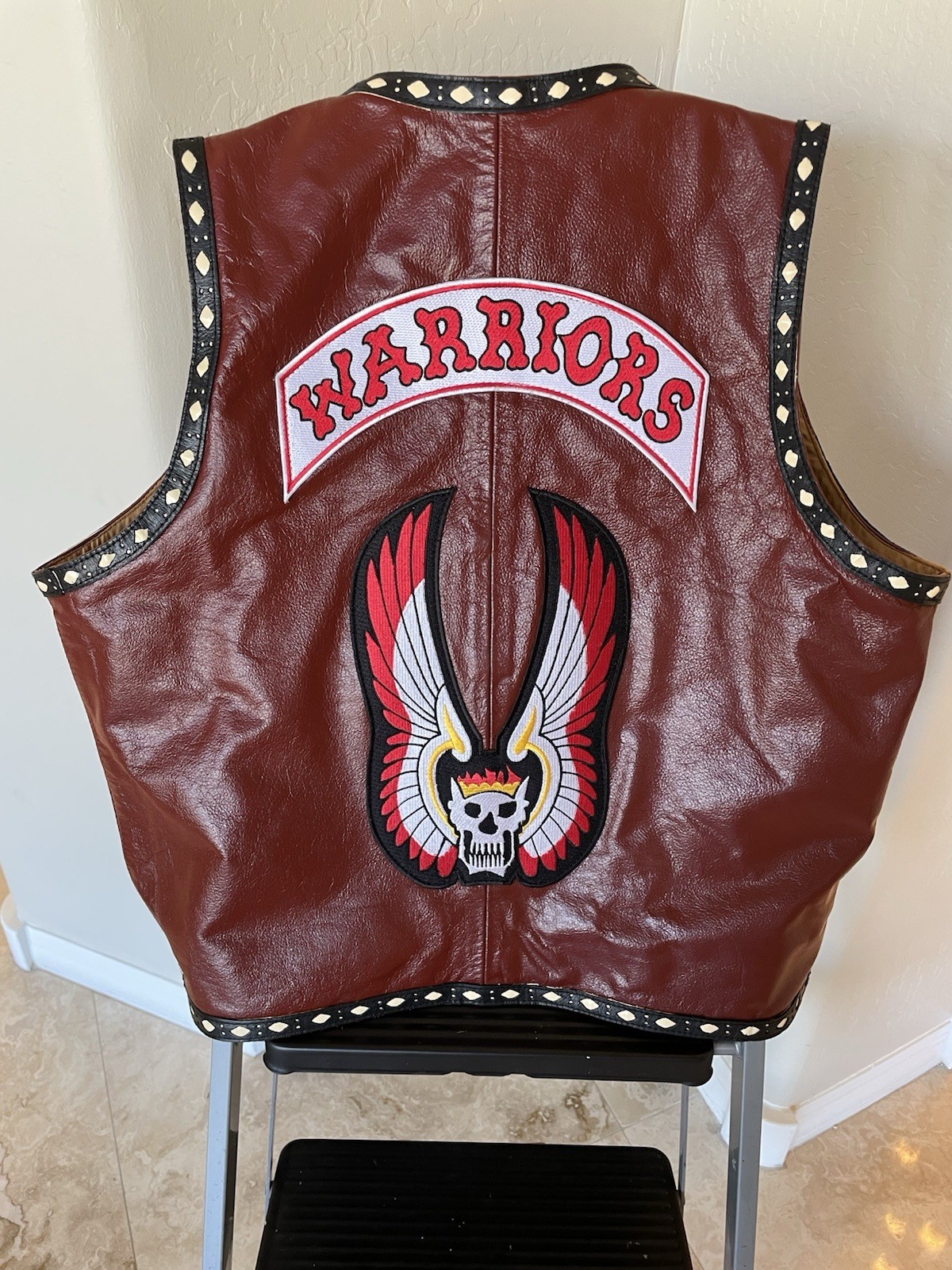 The Warriors movie Genuine Leather Vest Mezco Furies Patch Set Halloween Costume