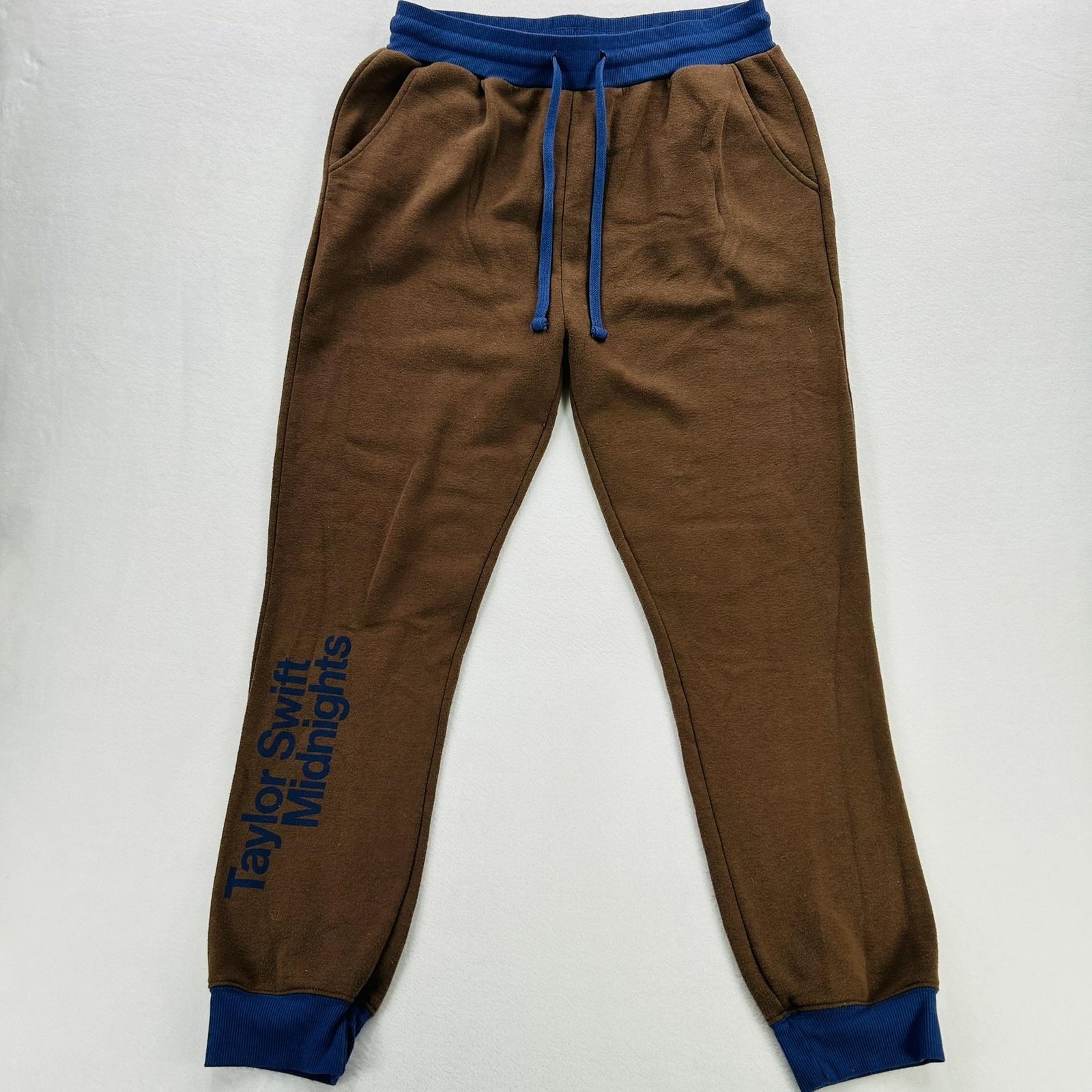 Taylor Swift Midnights Pants Mens Large Brown Fleece Joggers Sweatpants Logo