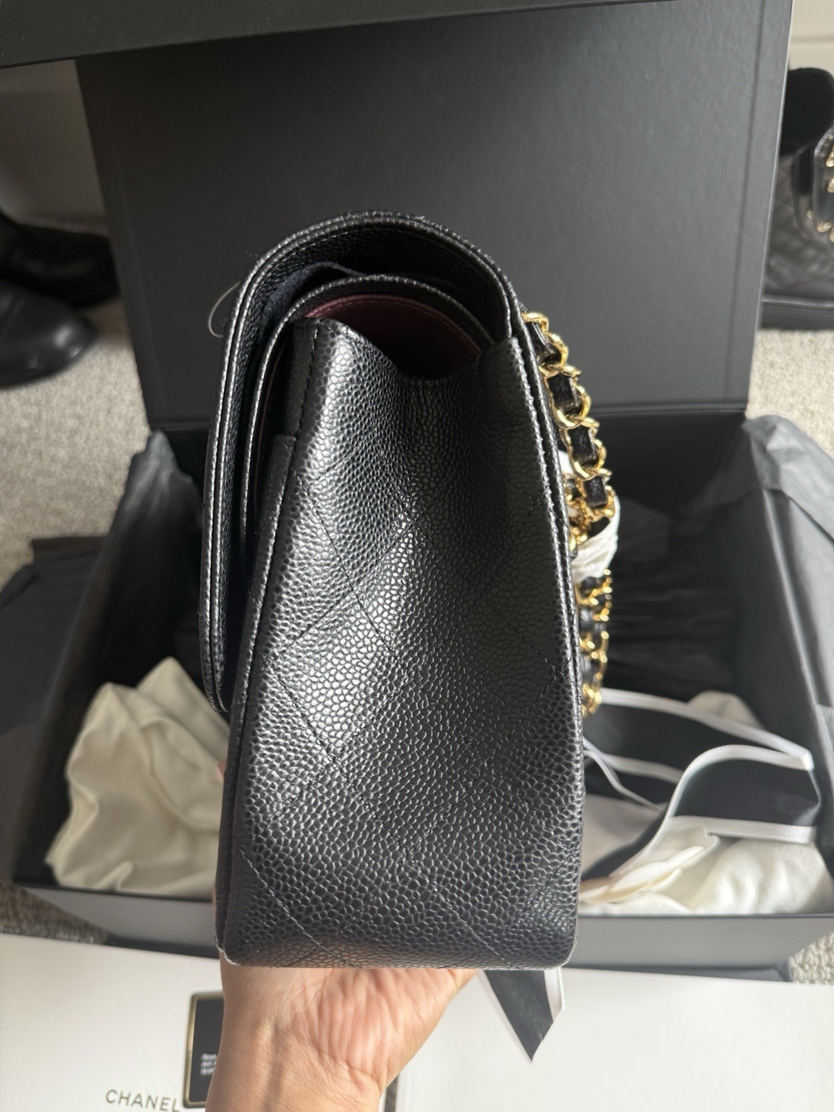 CHANEL Jumbo Black Quilted Classic Caviar Double Flap Chain Bag GHW (BNWT)