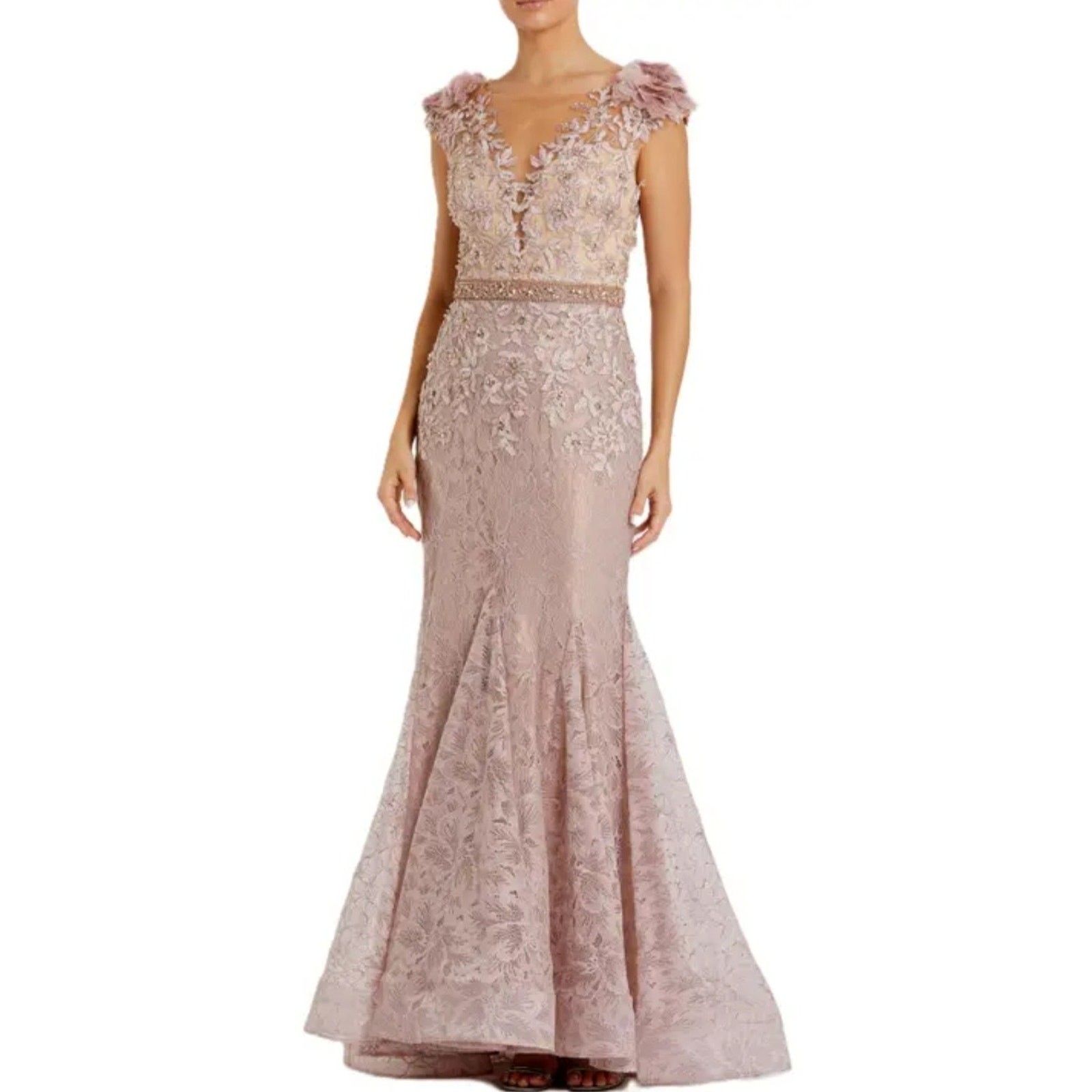Mac Duggal 79368 pink embellished trumpet gown NWT Size 14 formal wedding