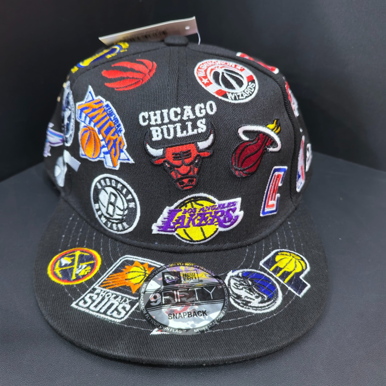 NEW ERA All-Star All-Over Logo Black Flat-Brim Cap Adjustable