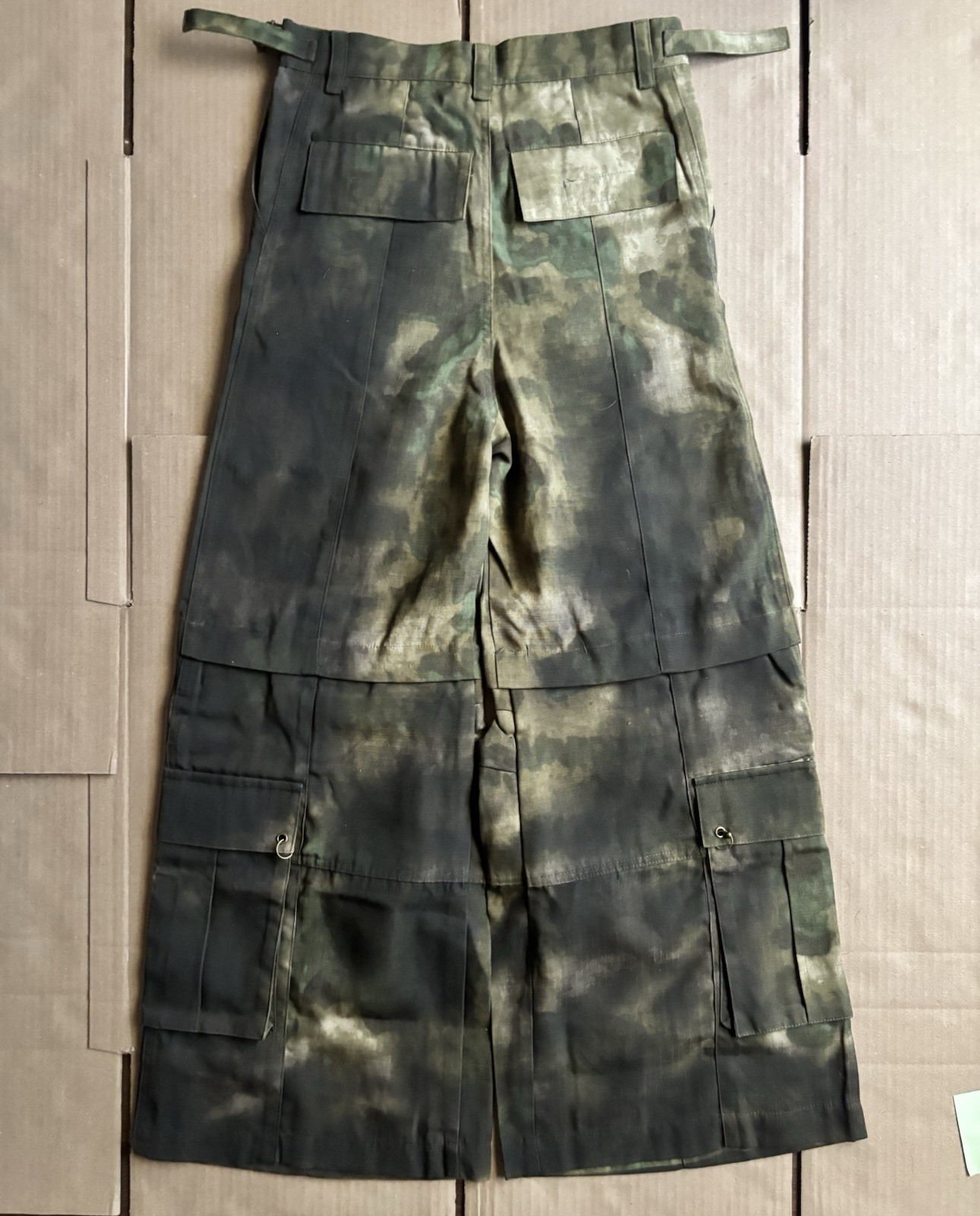 DNADES Men’s M Green/Black Camo Wide-Leg Cotton Canvas Cargo Pants 31W