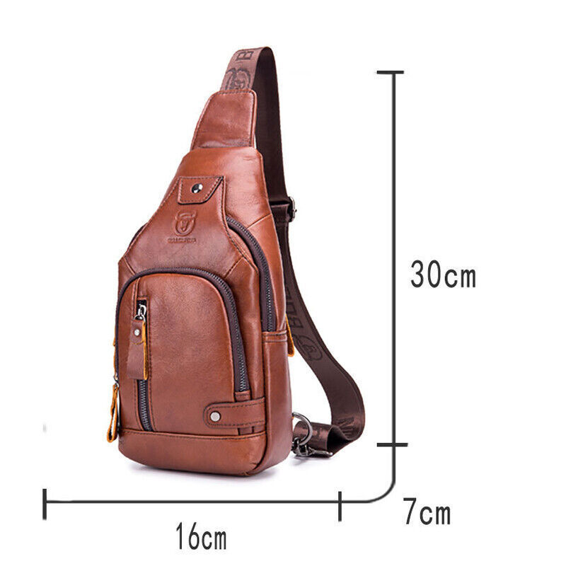 Men’s Chest bag Genuine Leather Sling Backpack Crossbody Bag Shoulder Bag New D