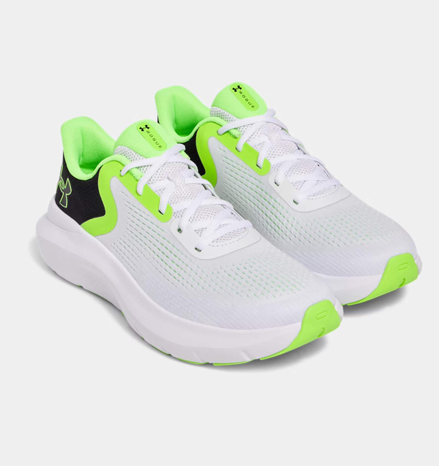 Under Armour Rogue 5 Men’s Running Shoes Size 12 White Black Hyper Green NEW