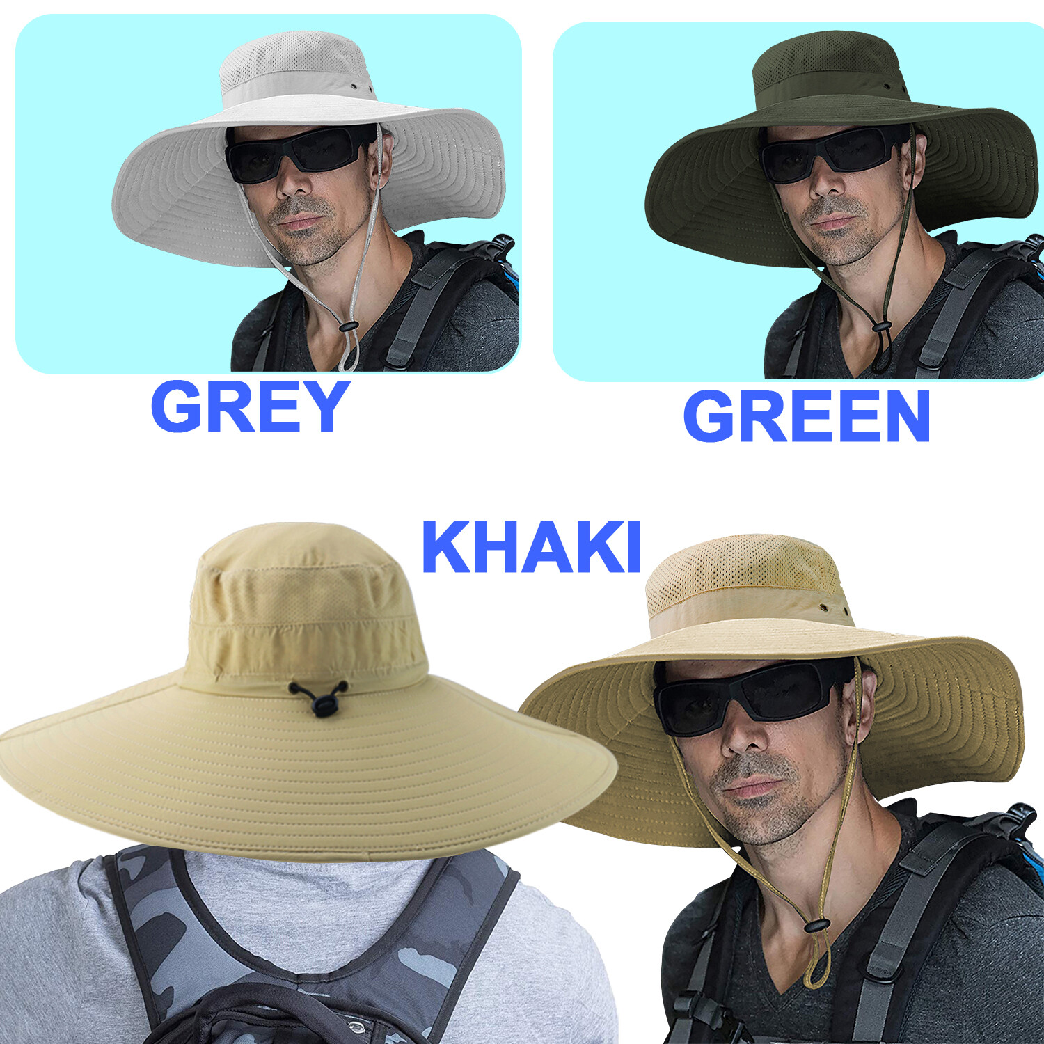 Wide Brim Sun Hat Breathable Bucket Cap Summer Fishing UV Protection Men Women