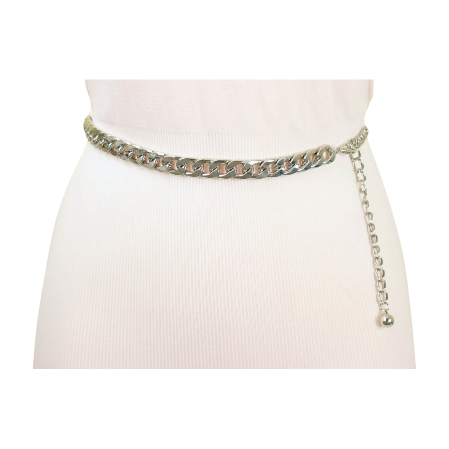 Women Silver Metal Chain Links Skinny Fashion Belt Hip High Waist Fit Size S M L