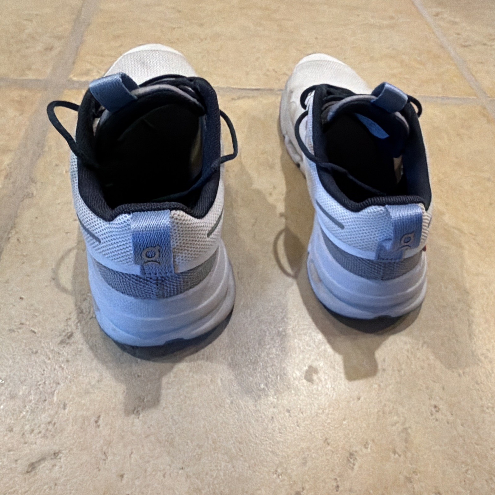 ON Cloud White With Blue/Gray Kids 3.5 Shoes