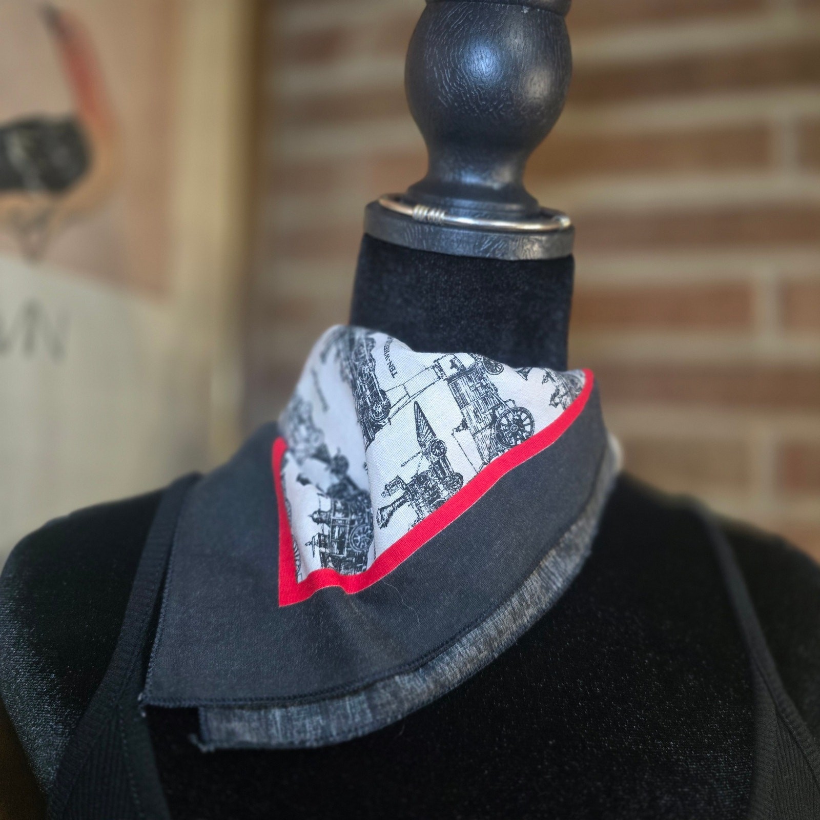 Vintage Historical Steam Locomotive Train Handkerchief Bandana Scarf Made in USA