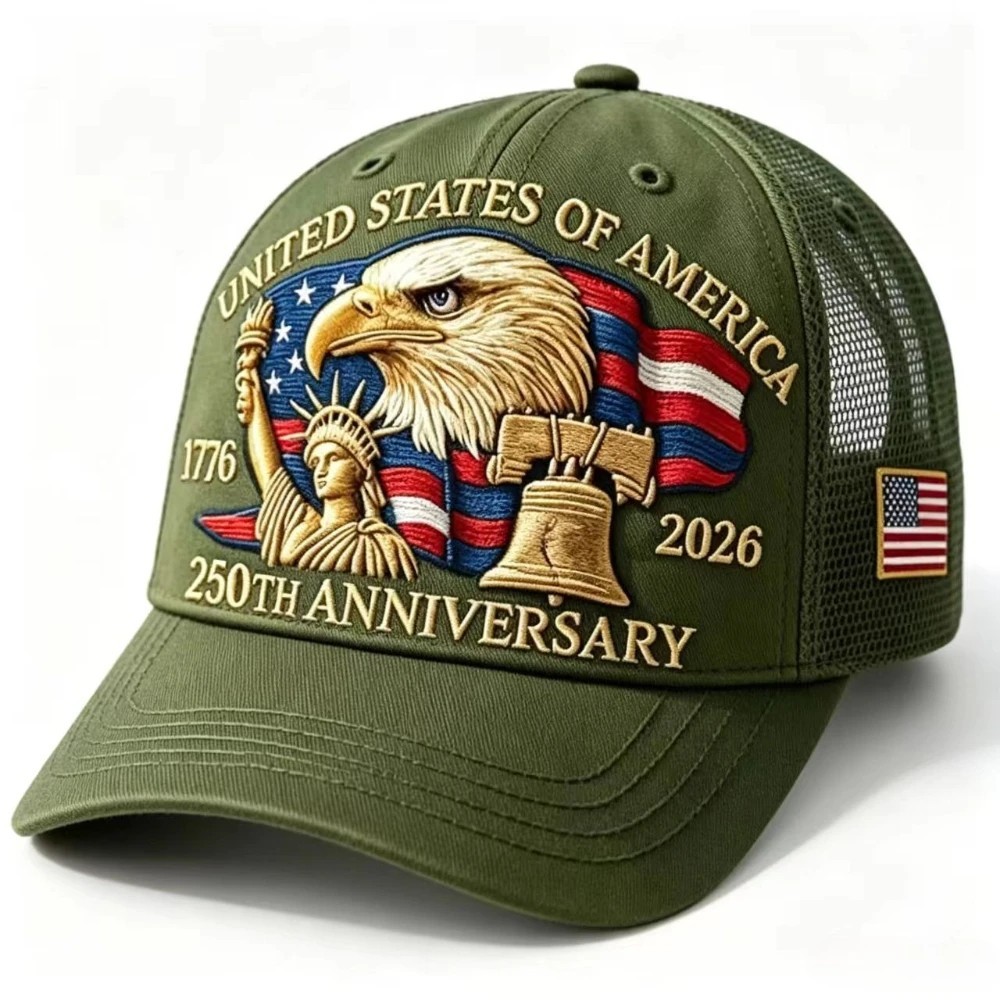American 250th Anniversary Eagle Print Baseball Cap Unisex Adjustable Mesh Cap